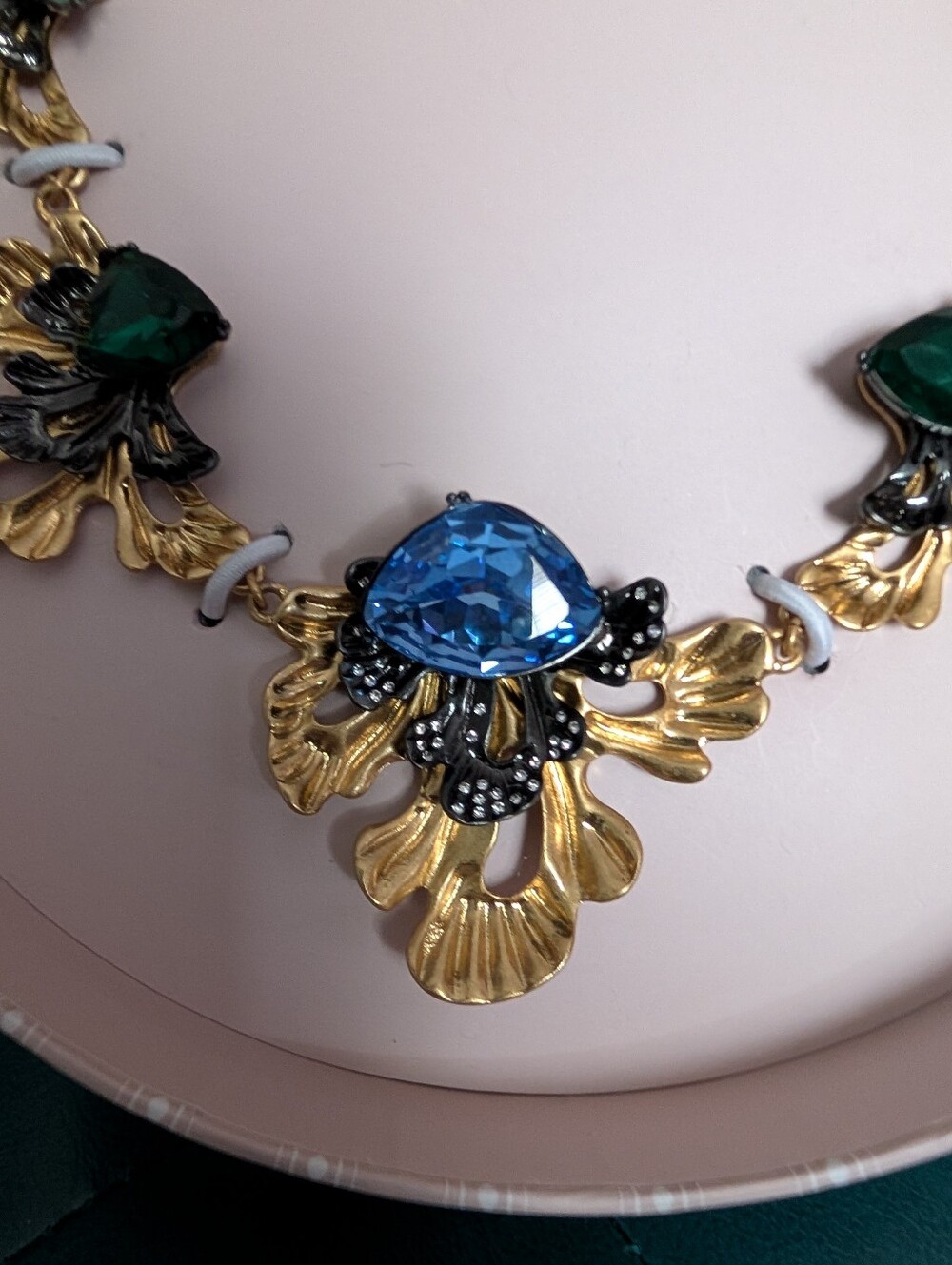 Chloe + Isabel Blue and Green Crystal Floral Bib Necklace - Picture 3 of 6